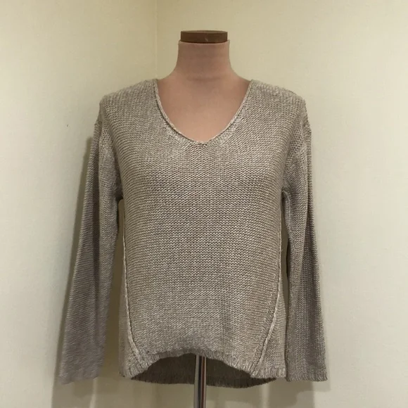 Anthropologie RDI Sweater Size Medium Tan Brown Elbow Patch Pullover - Picture 3 of 13